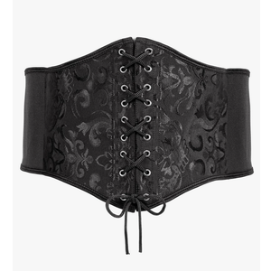 XZQTIVE Womens Corset Belt, Wide Elastic Lace Up Pirate Corset for Dress Black Renaissance Waist Cinch Belt for Costume