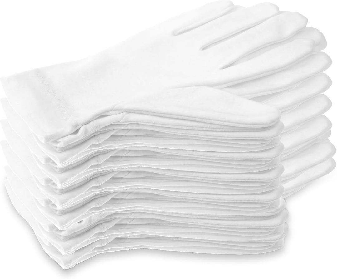 Selizo 12 Pairs 100% White Cotton Gloves for Eczema, Moisturizing Gloves for Dry Hands Overnight Women, Moisture Sleeping Spa Lotion Hand Cream Gloves for Eczema Dry Cracked Hands Sensitive Skin