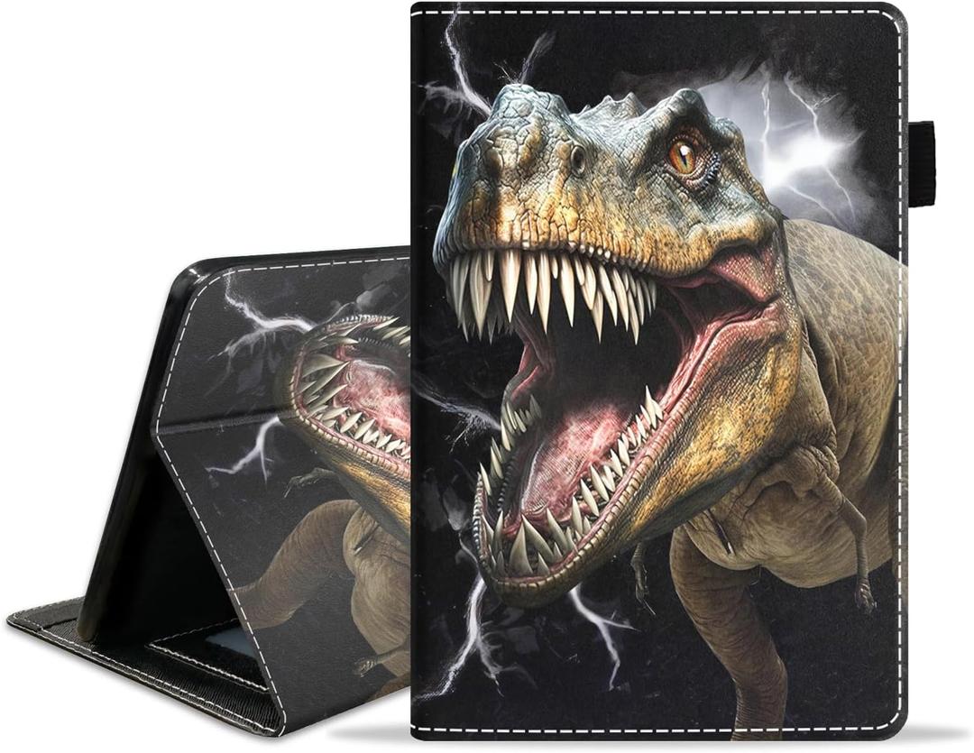 Case for All-New Kindle Fire HD 10/Fire HD 10 Plus Tablet 10.1 inch (11th Generation, 2021 Released) - Slim PU Leather Cover with Auto Sleep Wake, Dinosaur