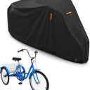 STARTWO Adult Tricycle Electric Trike Cover, Bike Storage Outdoor Waterproof, Windproof Bicycle Protective, Dustproof Bike Covers Black
