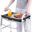 Walker Tray for Folding Walker with Cup Holder, Detachable Tray for Walker, Walker Accessories for Senior with Non-Slip Mat, Universal Fit for Meals, Drinks, Reading,Laptop (Black)