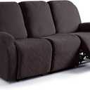 Ruaozz Recliner Sofa Covers Recliner Chair Covers Couch Covers for Reclining Couches with Pockets Washable Furniture Protector with Elastic Bottom (3 Seater, Chocolate)