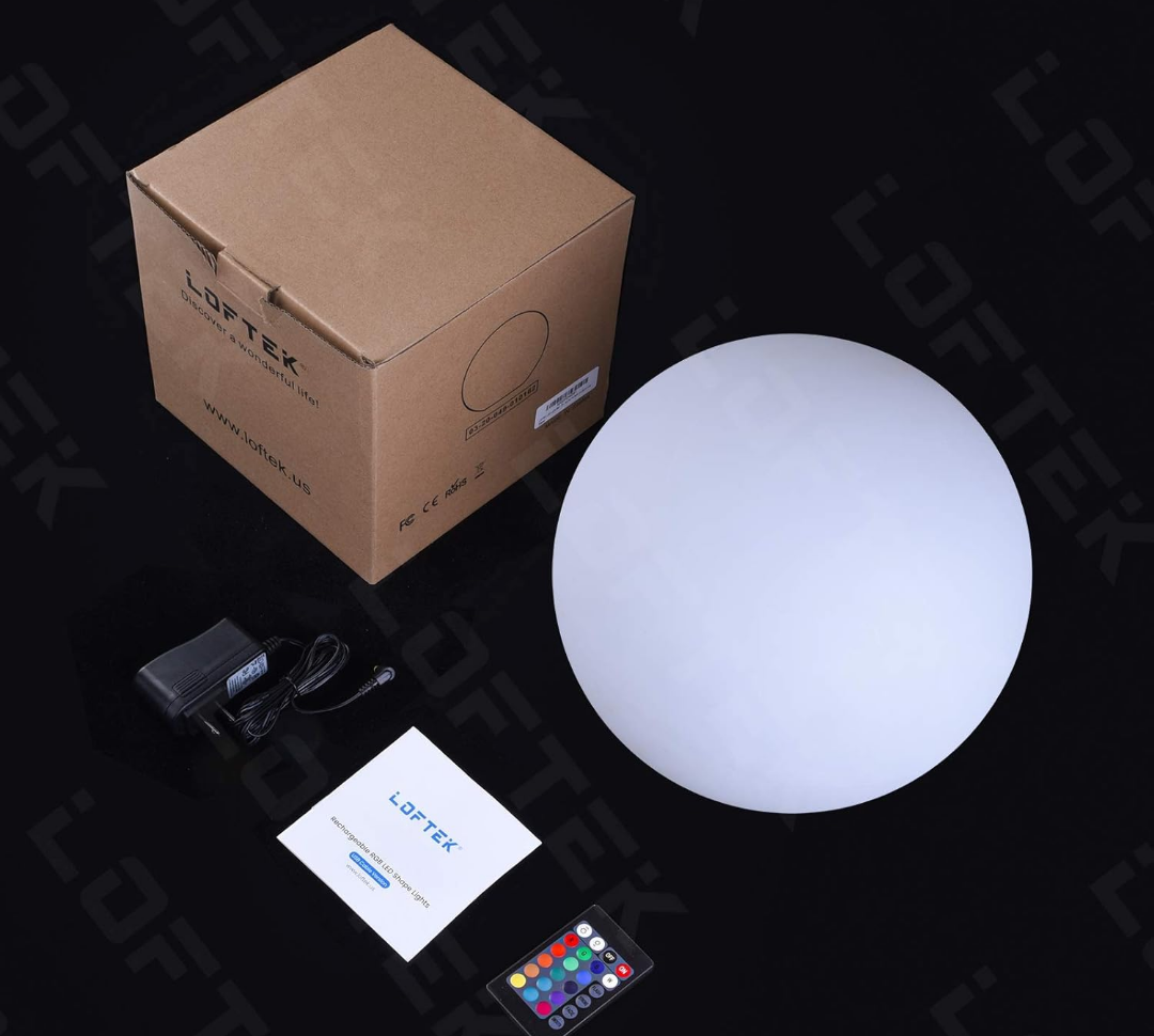 LOFTEK 12-inch LED Dimmable Light Ball: Waterproof Floating Pool Lights with Remote, 16 Colors Sphere Night Light, Cordless & Fast Chargeable, Sensory Toys for Kids, Home, Party, Pool Decor