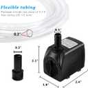 PULACO 160GPH Small Fountain Pump, Ultra Quiet Submersible Water Pump (600L/H, 10Watt) with 3.3 ft Tubing for Aquariums, Pond Fountain, Water Feature, Indoor Fountains