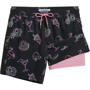 maamgic 2 in 1 Mens Swim Trunks 7 Inch Swim Shorts Swim Suits Board Shorts (X-Large, Party Night-black)