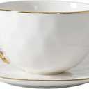Pampa Bay Golden Salerno Teacup and Saucer, 7" x 7" x 3.25" (White with Gold)