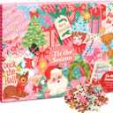 xo, Fetti Christmas Puzzle - 1000 Pieces | Pinkmas Holiday Jigsaw, Vintage Cozy Winter Game, Family Night, Festive Gift, Girly Vibes