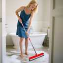 15.7 Inch Floor Scrub Brush Removable Stainless Steel Handle 2 in 1 Scrape Brush Stiff Bristle Shower Scrubber for Cleaning Patio Bathroom Garage Kitchen Wall Deck Tub Tile 52.4 inch Tall
