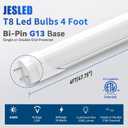 JESLED Fluorescent Light Bulbs 48 inch T8 LED Bulbs 4 Foot Type A+B,24W,3200LM, 6000K, Single or Double End Powered,T10 T12 65W Equivalent Fluorescent for Office,Workshop Light,Frosted 4Pack