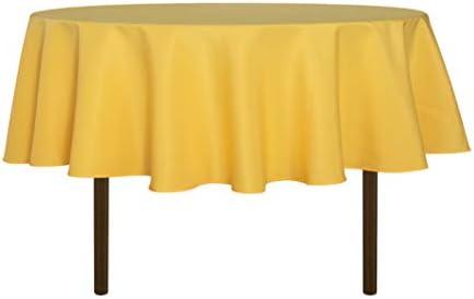 sancua Round Tablecloth - 60 Inch - Water Resistant Spill Proof Washable Polyester Table Cloth Decorative Fabric Table Cover for Dining Tables, Buffet Parties and Camping, Yellow 2Pack