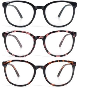 KoKoBin 3 Pack Reading Glasses for Women Cute Round +1.0 Blue Light Blocking with Spring Hinge