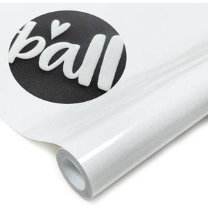 White Glitter Puff Vinyl Heat Transfer - 12" x5ft 3D Puff HTV Vinyl, Glitter Puffy Iron-On for Fabrics, Perfect for T-Shirts, Bags, Pillows, Compatible with Cricut & Cameo