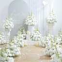 2pcs 19'' White Rose Free Standing Flowers Ball Bouquet Artificial Rose Arrangements Balls for Wedding Centerpieces Tables Chair Aisle Runner Flower Decor