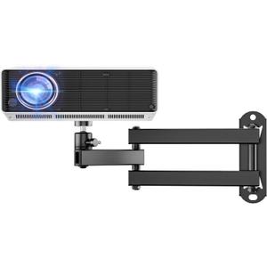 WALI Foldable Projector Wall Mount Universal Adjustable Wall Projector Mount Aluminum Alloy Projectors Stand,1/4" M4 M6 Screw Size,(1330LM-PM), Black