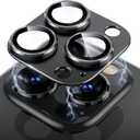 Uyiton for iPhone 14 Pro/iPhone 14 Pro Max Camera Lens Protector, [Drop Protection] 9H Tempered Glass Camera Cover Screen Metal Ring Case Friendly Scratch Resistant Easy to Install - Black