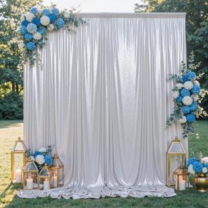 10x10FT Silver Sequin Backdrop Curtain for Party - 2 Panels 5x10FT Wrinkle-Free Shimmer Drapes for Birthday, Wedding, Christmas, Decorations & Photography