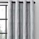 Light Grey and Silvery 100% Blackout Jacquard Geometric Pattern Curtains,52 Inch Wide 96 Inches Length 2 Panels, Thermal Insulated Noise Reducing Anti-Rust Grommet Drapes for Bedroom Living Room