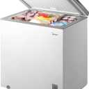 Midea MERC07C4BAWW Chest Freezer, 7.0 Cubic Feet Freezer With Removable Basket, Interior LED Light, Adjustable Temperature, For Kitchen Apartment Office, White