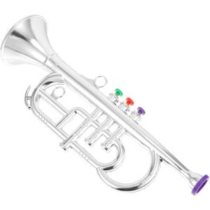 TOYANDONA 1Pcs Trumpet for Kids, Plastic Trumpet Toy Musical Instrument Early Educational for Boys Girls (Silver)