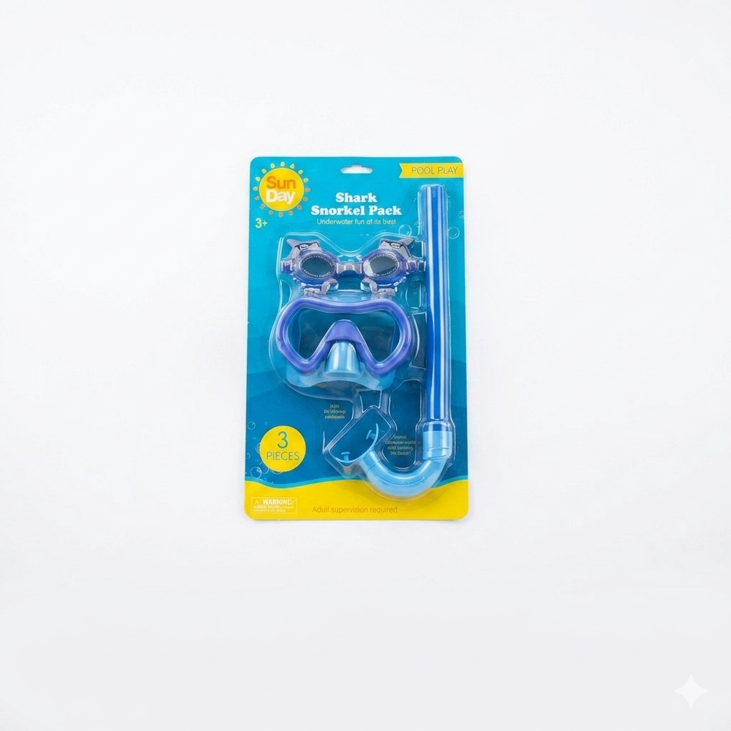 Sun Day Shark Snorkel Pack, a 3-piece kids' swimming set