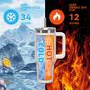 30 oz Tumbler with Handle,Tumbler with Lid and Straw,Double Wall Insulated Cup Stainless Steel Travel Mug(Cold for 34 Hours),Water Bottle for Iced Tea,Coffee,Cold Beverages(Ivory Beige)