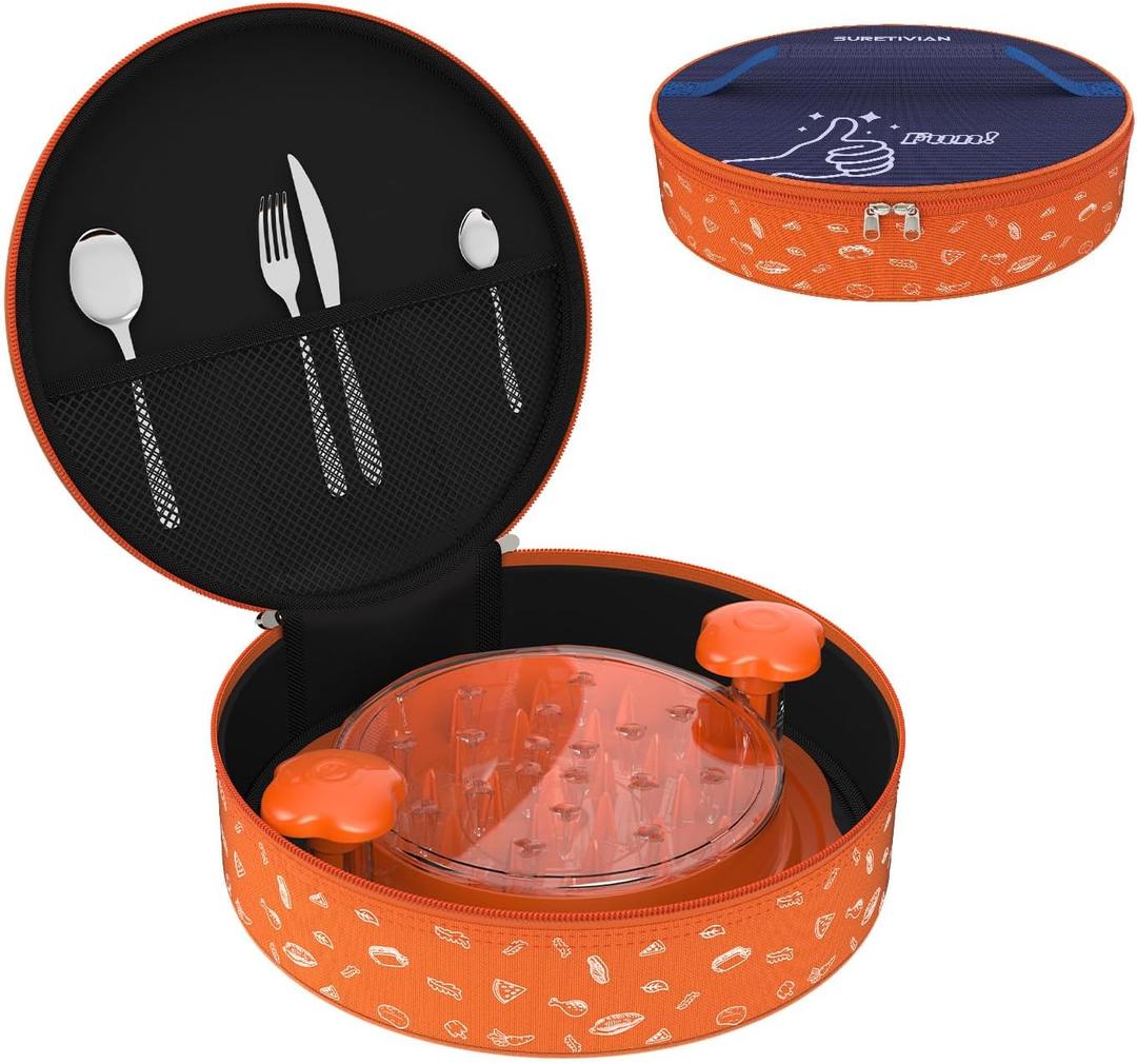 10.8inch Storage Bag for Chicken Shredder, Portable Meat Shredder Carry Bag with Handle, Oil-resistant & Waterproof Kitchen Storage Organizer Case for Home, Camping, Travel, Bag Only(Orange)