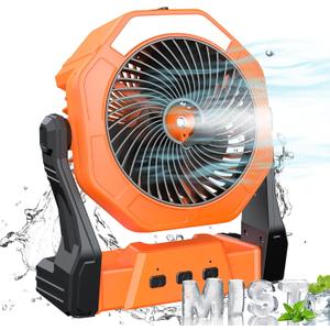 Ausic Portable Misting Fan for Outdoor Cooling, [8-35Hrs] Battery Powered Mist Fans with Water Misters & LED Lantern, 8-Inch, 250mL Tank, for Patios, Home, Outside, Camping, Outdoor&Indoor Use