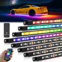 MICTUNING 8Pcs N8+ Chasing Color RGB+IC Underglow Neon Accent Strip Lights, 12V Multi DreamColor Music Soundsync Exterior Underbody Lights for Car, Wireless App & Remote Control