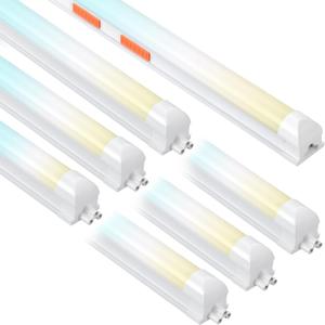 6-Pack LED shop lights 4ft, 3000k-6500k CCT adjustable,15W-40W adjustable Linkable shop lights frosted cover, 5,600LM T8 Integrated tube, Plug and Play LED ceiling lights for Garage,Workshop,basement