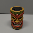 Tiki Head Solar Statue Light for Garden Decor and Bar Decoration (Red)