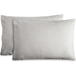 Bare Home Flannel King Pillowcases Set of 2-100% Cotton - Velvety Soft & Cozy - Double Brushed Heavyweight Flannel Pillowcases (King Pillowcase Set of 2, Light Grey)