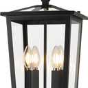 Outdoor Pendant Lights for Porch, 16" 4-Light Large Outdoor Chandelier with Clear Glass, Black Modern Exterior Hanging Porch Light with Long Chain for Gazebo Foyer, OS-OD2601-4HL