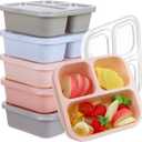 Honeydak 5 Pack Snack Containers 3 Compartment Bento Snack Boxes Divided Meal Prep Containers with Lids Reusable Adults Lunch Food Storage Box for School Work Travel(Morandi Color)
