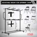 Folding Table And Chair Cart,Two Tier Folding Chair And Table Storage Rack With 800LBS Capacity For 84 Folding Chairs Heavy Metal Folding Chair Holder Rack with Rubber Locking Wheels,Straps and Cover