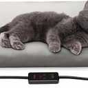 Toozey Small Pet Heating Pad, 6 Adjustable Temperature Dog Cat Heating Pad With Timer, Waterproof Heated Cat Bed with Chew Resistant Cord, Indoor Electric Pet Heated Mat 18x16 In (Grey)