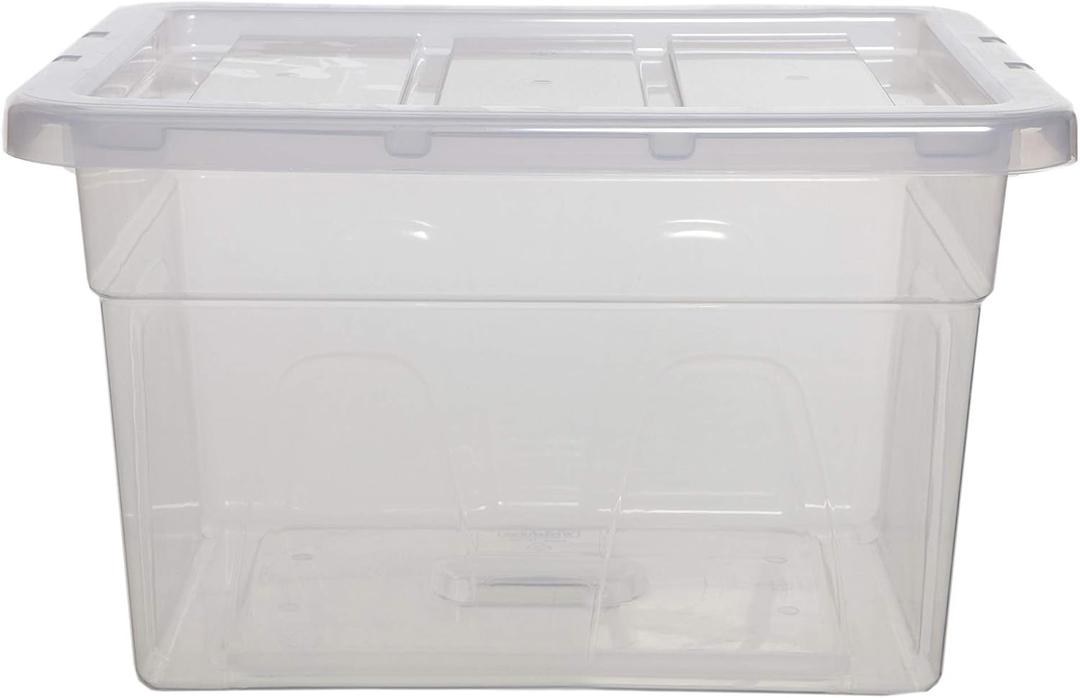 2 X 40cm Spacemaster Maxi Clear 20 Litre Storage Box with Lid - 40 x 33 x 25