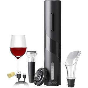 AIKARO - Electric Wine Bottle Opener Automatic Electronic Corkscrew, Rechargeable (Set)