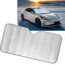 Accordion Foldable Windshield Sun Shade, Reflective Sunlight Highly Effective Cooling Heat Insulation Sunshade, Convenient to Stow Summer Accessories, Suitable for Most Cars (Silver #S)