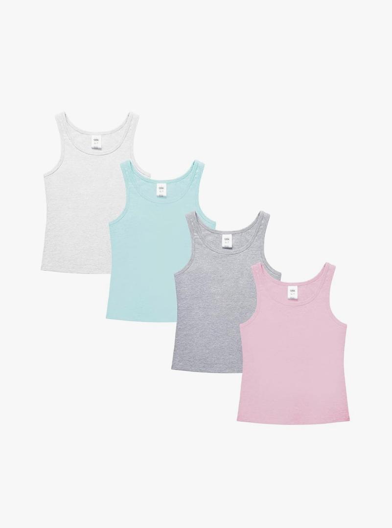 QBK 10-12Years Girls Tank Top with Built in Bra Training Bras Cotton Camisole Built in Bra Undershirts with Shelf Bra