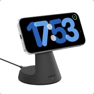 Anker MagSafe Compatible 2-in-1 Charging Stand, iPhone 16 Wireless Charger, Qi2 Certified 15W Ultra-Fast, Adjustable and Super Strong, for iPhone 16/15/14/13/12 Series, AirPods (No Wall Charger)
