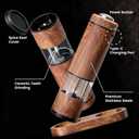 Rechargeable Electric Salt and Pepper Grinder Set Automatic Salt and Pepper Shakers with Wood Base, Adjustable Coarseness, LED Light, One-Hand Operation Salt and Pepper Shakers Set