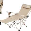 Naturehike 3-Position Adjustable Recliner with Footrest, Heavy Duty Folding Camping Chair, Portable Lounge Chair with Carry Bag, Cup Holder & Side Pocket for Beach, Patio, Lawn – Supports 330 lbs