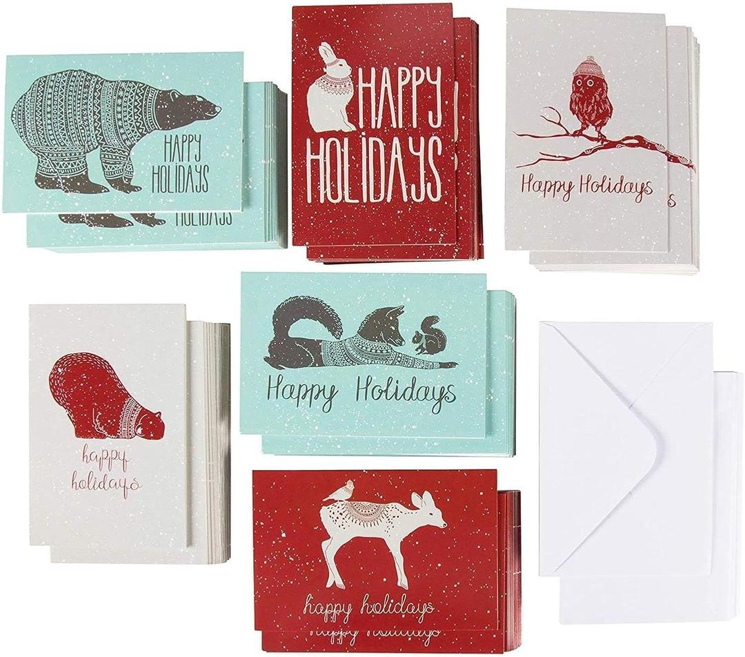 Sustainable Greetings Blank Note Cards with Envelopes - Assorted Animal Designs for Sending Holiday Wishes - 4 x 6 in, Pack of 144