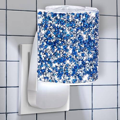 Hohean Wall Fragrance Plug in with Night Light, Compatible with Bath & Body Works WallFlower Fragrance, Wall Plug Essential Oil Diffuser with Nightlight for Home, Office, Round Rhinestone (Royal Blue)