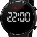 Digital Watch for Women Ceramic Metal Watch Case Easy to Read LED Numerals Silicone Wristwatch,Non-Smart Timepiece Fashion Wristwatch for Daily/Party,Casual Sports Style,Water Resistant 100 feet (Black)