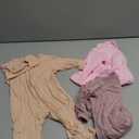 Aablexema Baby Pajamas Bamboo Rayon Zipper, 3pcs Unisex Infant Outfit with Mitten One Piece Footie Sleepwear (Newborn, Beige & Pink & Purple)