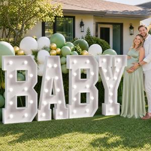 4FT Baby Letters for Baby Shower,Multicolor Marquee Light Up Decor