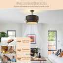 20" Farmhouse Ceiling Fans with Lights, Black Boho Fandelier Chandelier Ceiling Fan with Light Remote Control, Caged with 6 Speeds for Living Room, Bedroom, Nursery