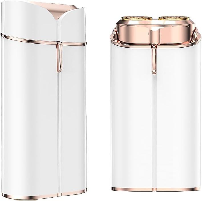 Facial Hair Removal for Women, Portable Painless Electric Shaver Device with Built-in LED, Wet/Dry Electric Razor Hair Remover Epilators for Face, Chin, Upper Lip and Arms (White-2025)