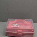 Kinsorcai 12'' Three-Layer Clear Plastic Storage Box with Handle, Craft Tool Box, 3 Layer Pink Tackle Box for Women, Organizer Box for Sewing Art and Cosmetic (Pink) (1PCS)